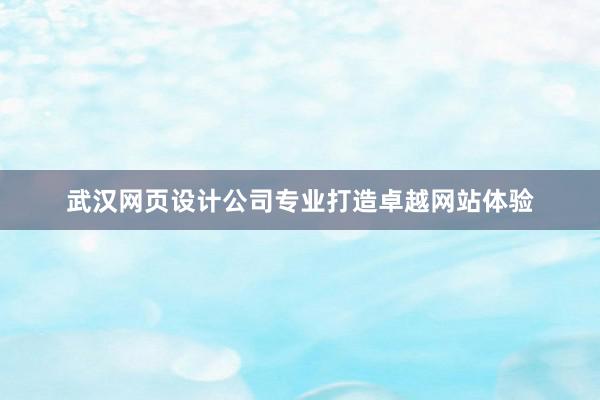 武汉网页设计公司专业打造卓越网站体验